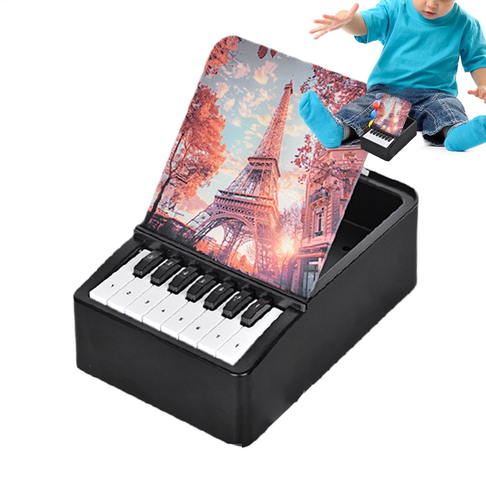 Calendario musical de escritorio interactivo con partituras mensuales y minipiano de dedos 8