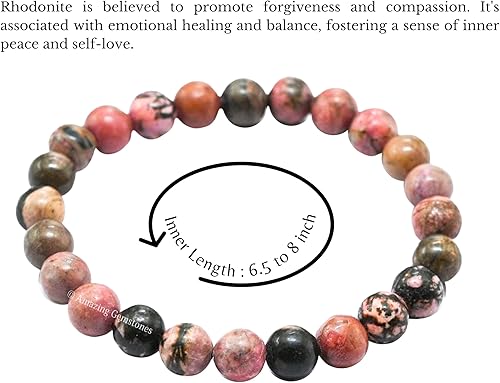 Miniatura 548 de Amazing Gemstone Pulsera de cristal para mujeres y hombres, pulsera de cristal curativo de protección, pulsera elástica con cuentas de piedras