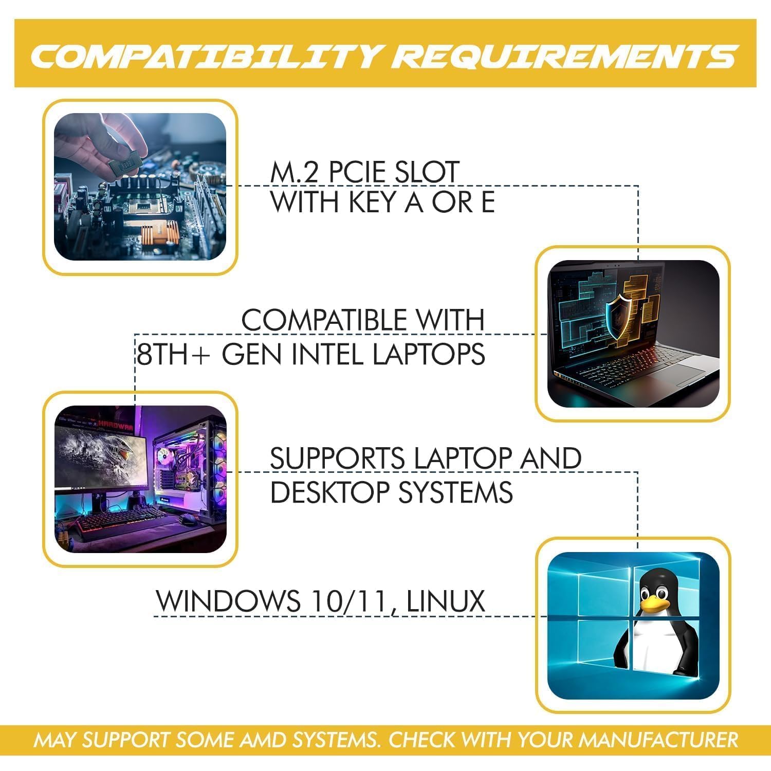 AX1650x Killer Series WiFi 6 Upgrade | Gaming WiFi Adapter | M.2 WiFi Card for PC | 2.4 Gbps WiFi for PC | Supports Bluetooth 5.2 & Intel, AMD, Windows 10+, Linux (AX1650x)