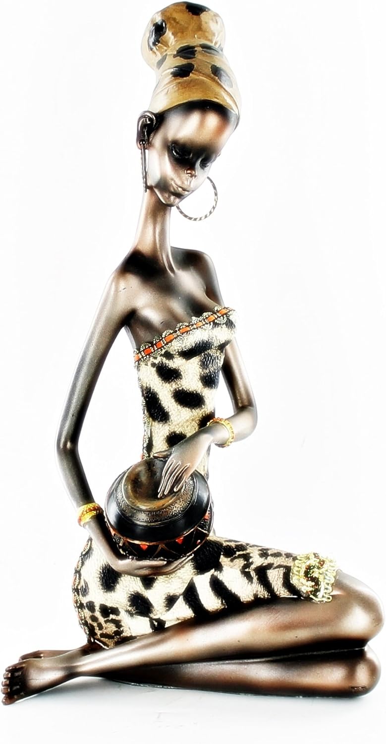 Black African American Fabric Dress Statue Lady Art Ethnic