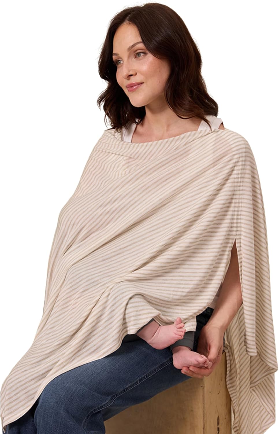 Solly Baby Nursing Cover, Ultra-Breathable, Lightweight Breastfeeding Cover-Up, Buttery-Soft Fabric, Universal Fit, Postpartum Essentials, Newborn Must Haves, Driftwood Stripe