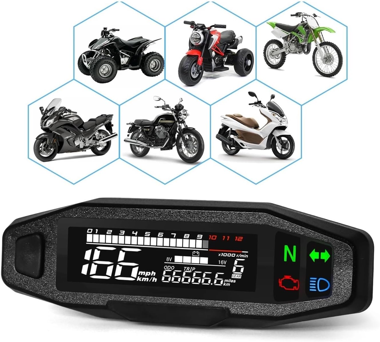 Motorcycle Speedometer Gauge Motorcycle Dashboard Tachometer Display Tachometer Digital Meters Instrument Cluster Turn Signal Light Indicator Universa