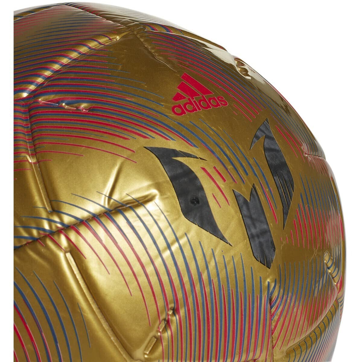 adidas Messi Club Soccer Ball (Gold Metallic / Scarlet / Royal Blue / Black, Size 5)