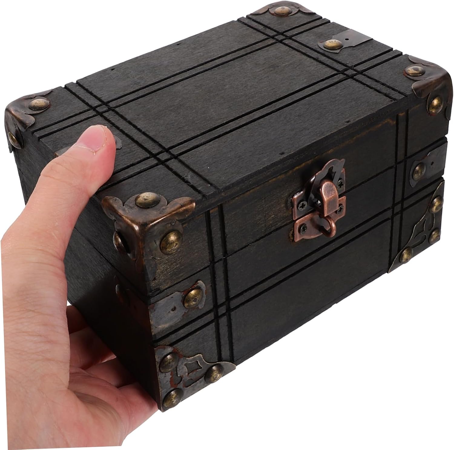 VALICLUD Vintage Wooden Trinket Chest Storage Box for Jewelry and Keepsakes Elegant Decorative Organizer for Bedroom Living Room and Shop Classic Design with Structure
