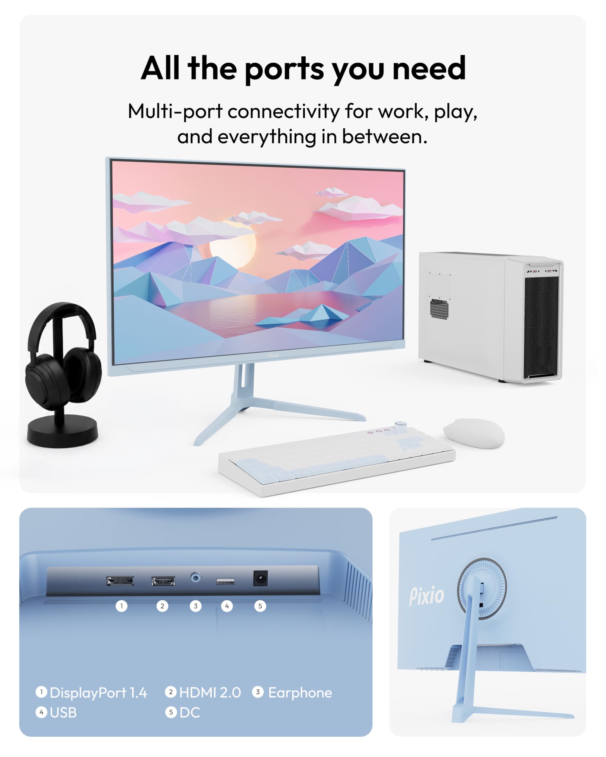 Amazon.com: Pixio PX275 Wave Blue 27 inch 100Hz Refresh Rate QHD