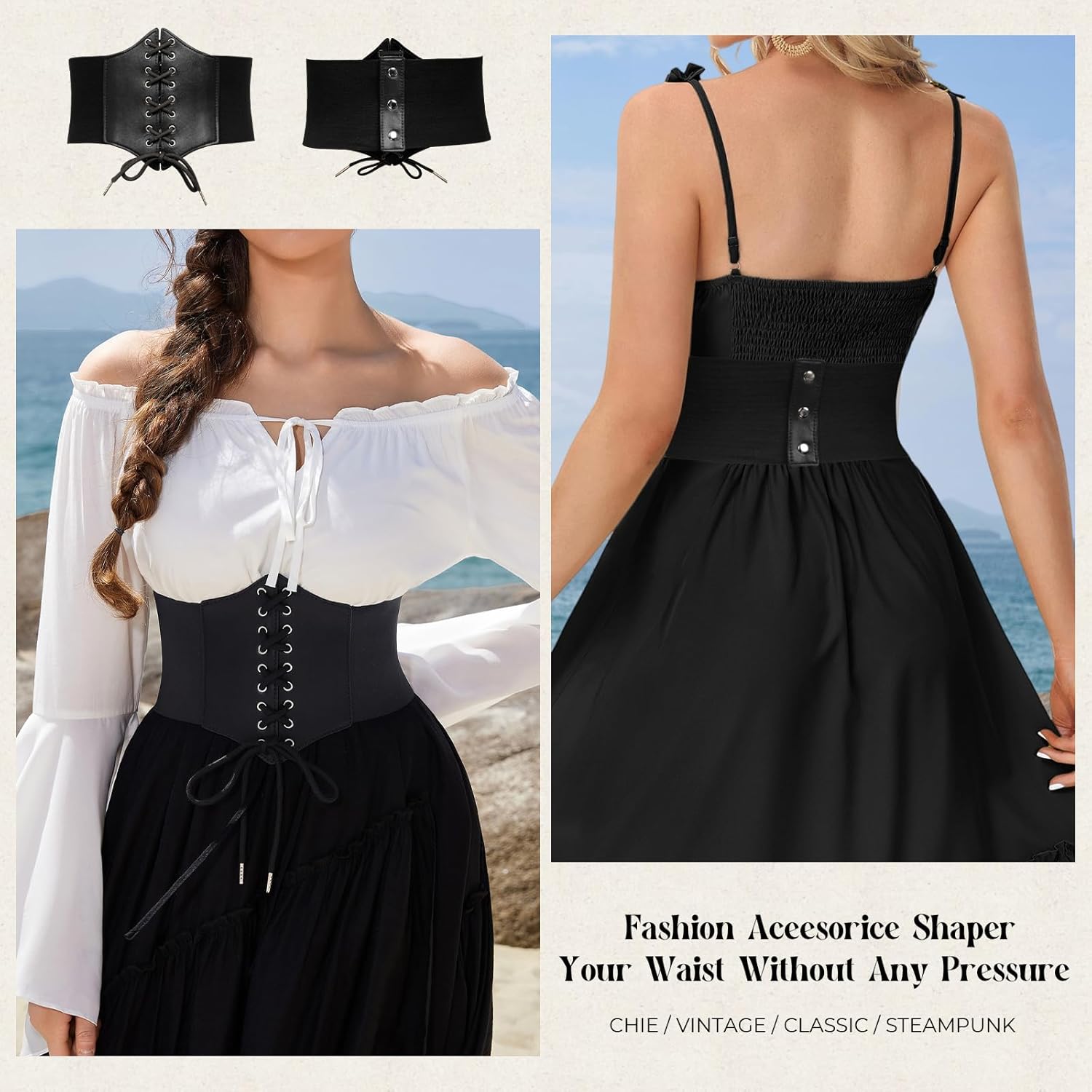 GRACE KARIN Lace-up Cinch Belt Tied Corset Elastic Waist Belt - Image 4