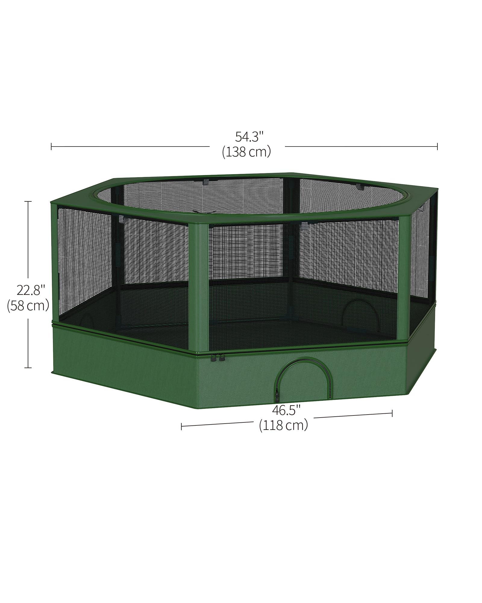 DINMO Kleintiergehege, Freigehege für Kaninchen Meerschweinchen, Haustier-Laufstall mit wasserdichtem Boden für Hamster, Kätzchen, Hühner, für innen und außen, grün und schwarz, 138 x 118 x 58 cm