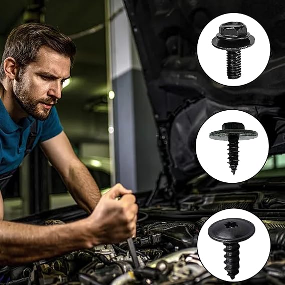 64pcs Screws Kit, Undertray Screws, Auto Body Fender, Car Clips Plastic Rivet Fasteners Universal U Nuts Kit Engine Under Cover Splash Shield Guard Body Bolts