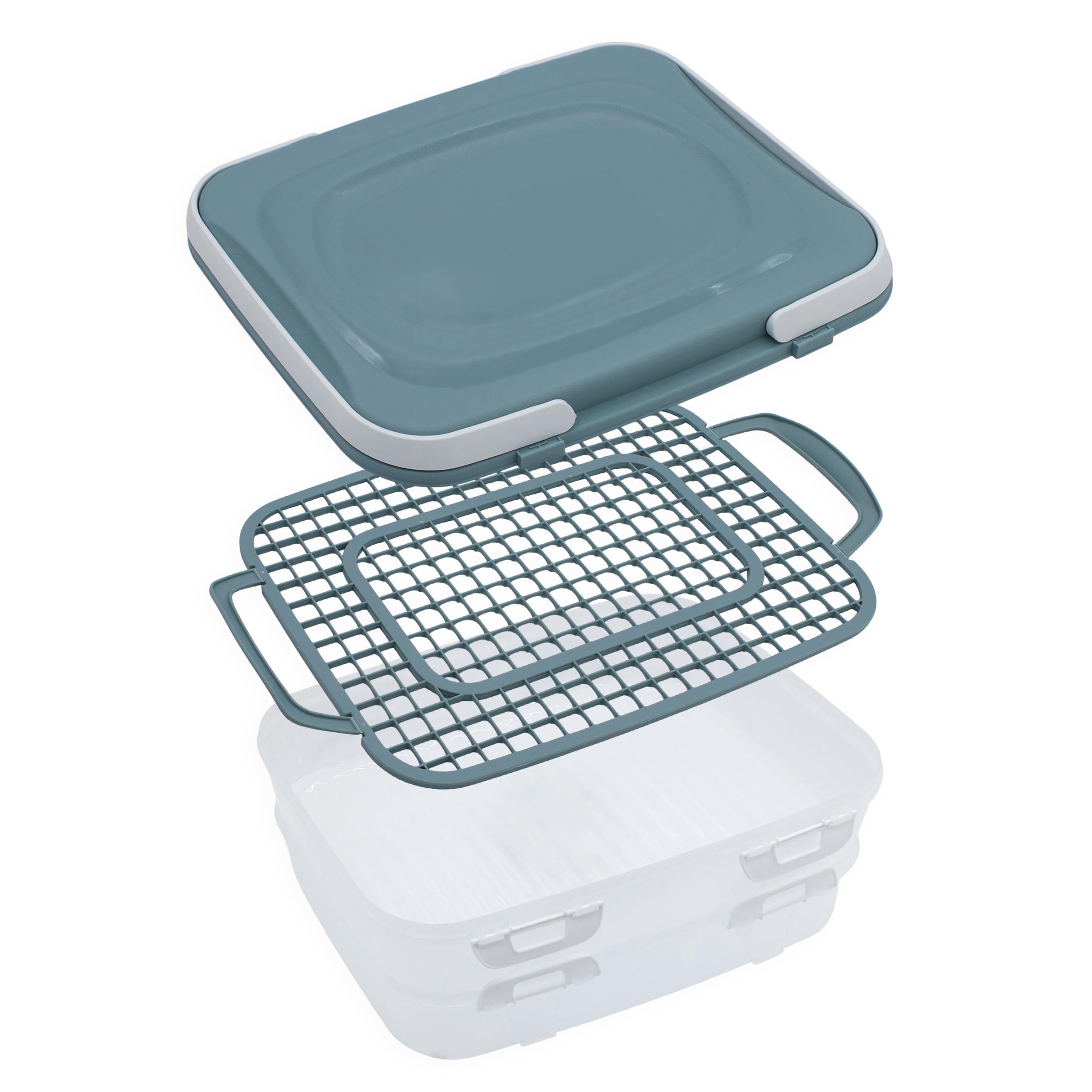 Boîte Transport Gâteaux 2 étages 40x30 Cm - Plateau Amovible Réutilisable - Pliable Avec Poignée