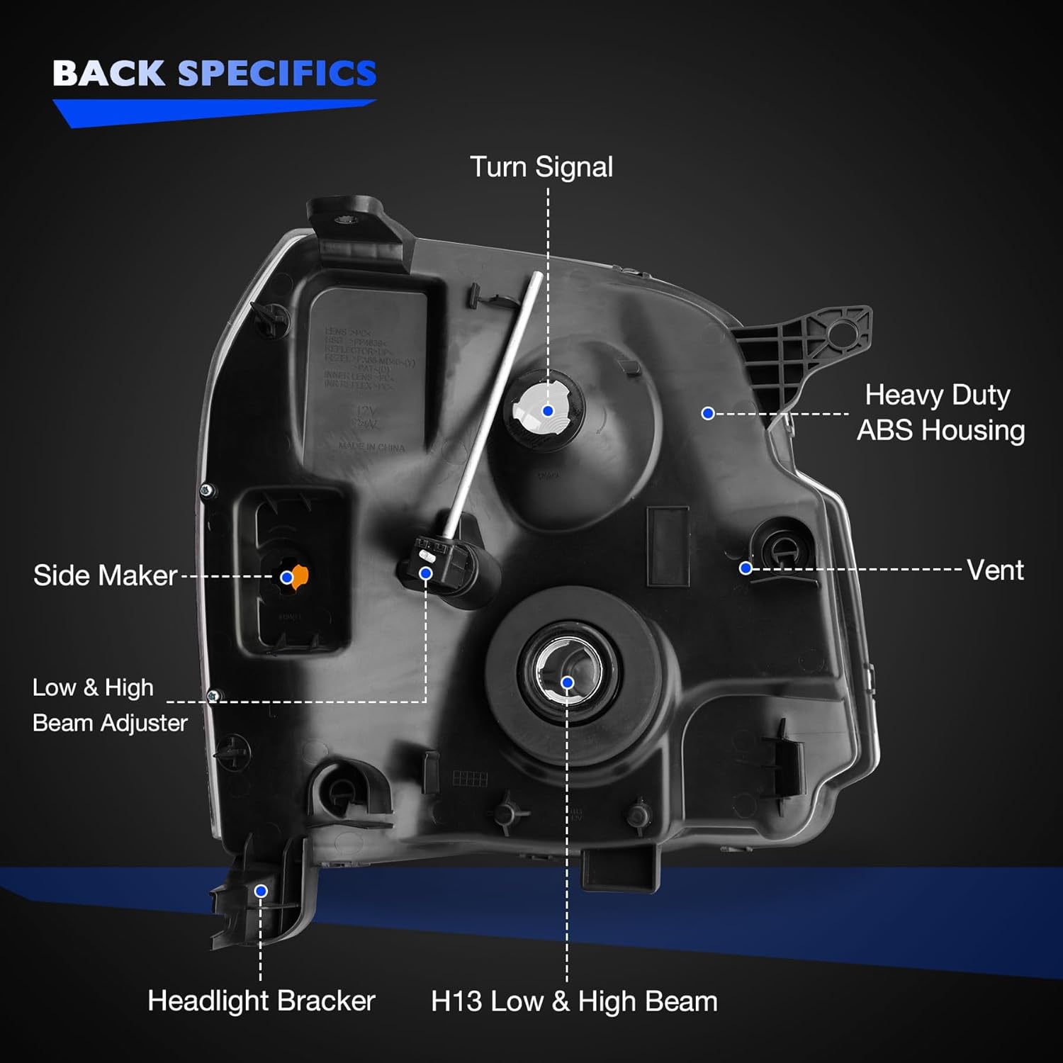 Headlights Assembly Pair for 2007-2014 GMC Yukon XL 1500 2500 SLE SLT Base Hybrid, Replace 15861025 15861026, W/Bulbs OE Style Front Head Lamps