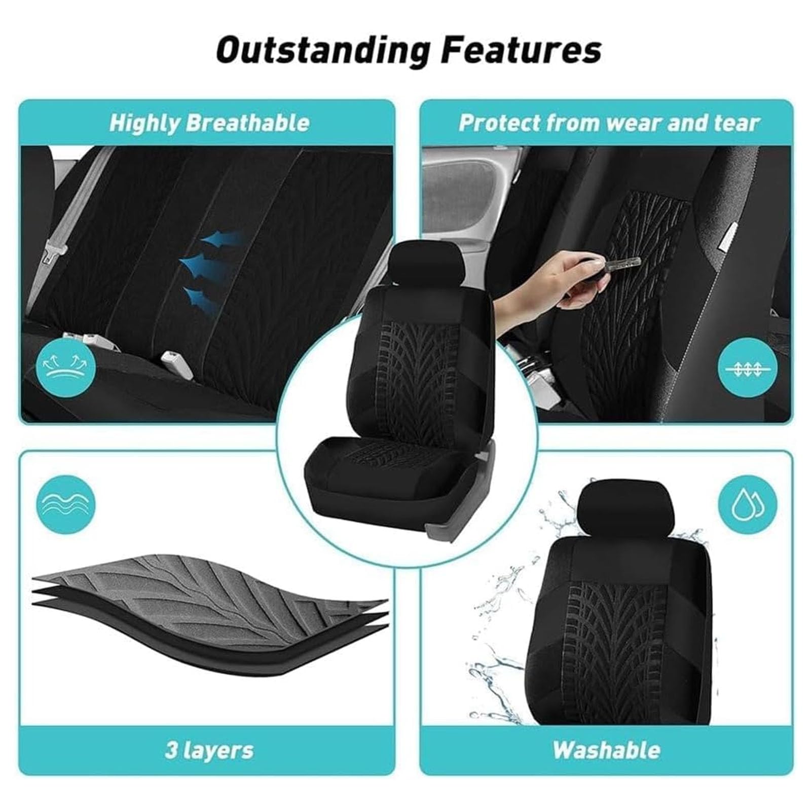 Auto Ensembles Housses Siège pour Audi A4 B6 Sedan 2001 2002 2003 2004, 2 Pièces Respirant Avant Couver Universelle Imperméable Protection Accessoires,B/Grey