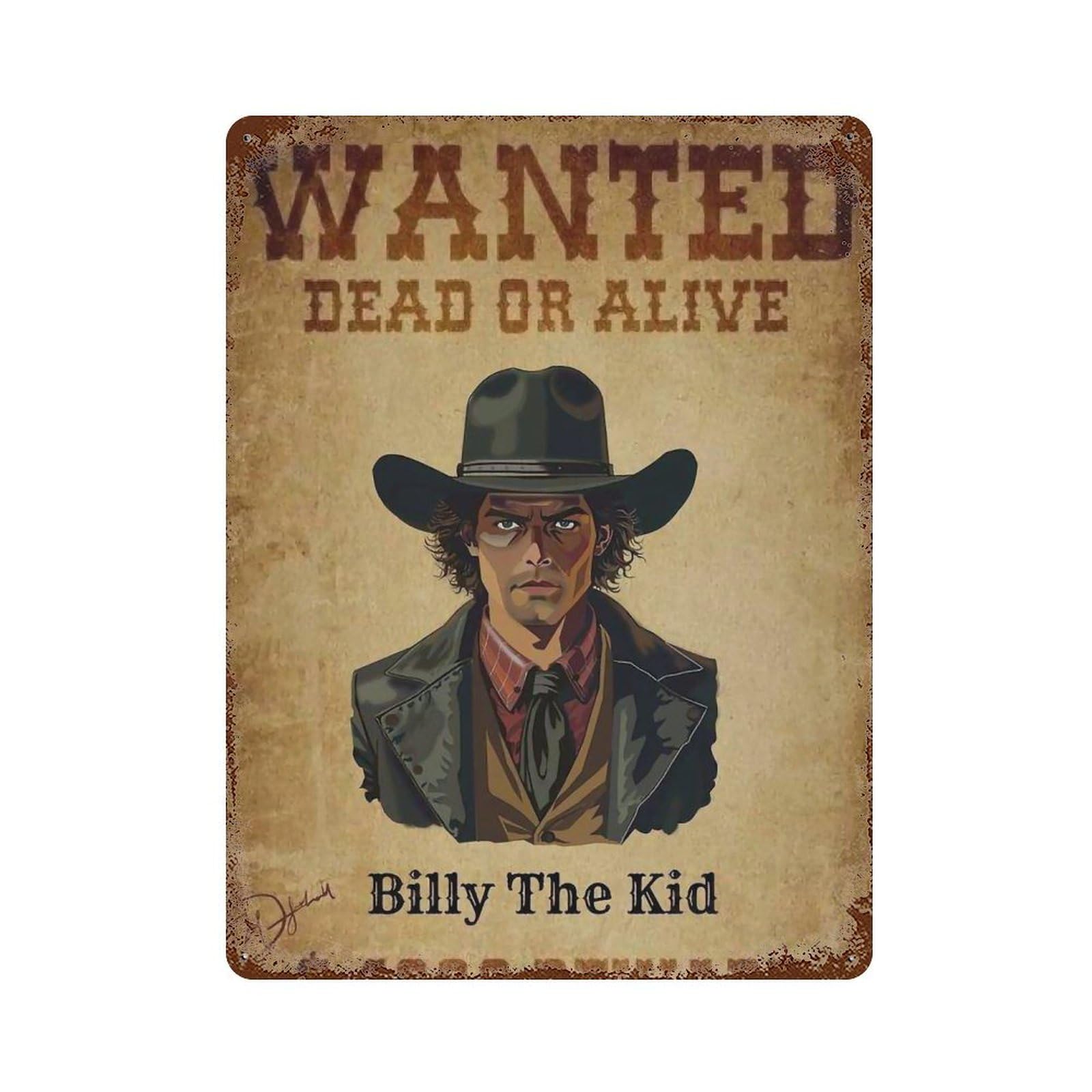 YHGERTKU Billy The Kid Wall Art Retro Iron Vintage Metal Tin Sign Poster Modern Decor for Living Rooms Gift 40x30cm