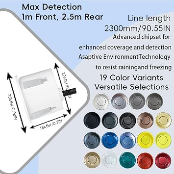 Parking Sensor kit New Feature Rear with Selectable Distance in Feet, Bidirectional Display Options, and Customizable Numeric Orientation and There are 20 Color Probes to Choose from(Black)