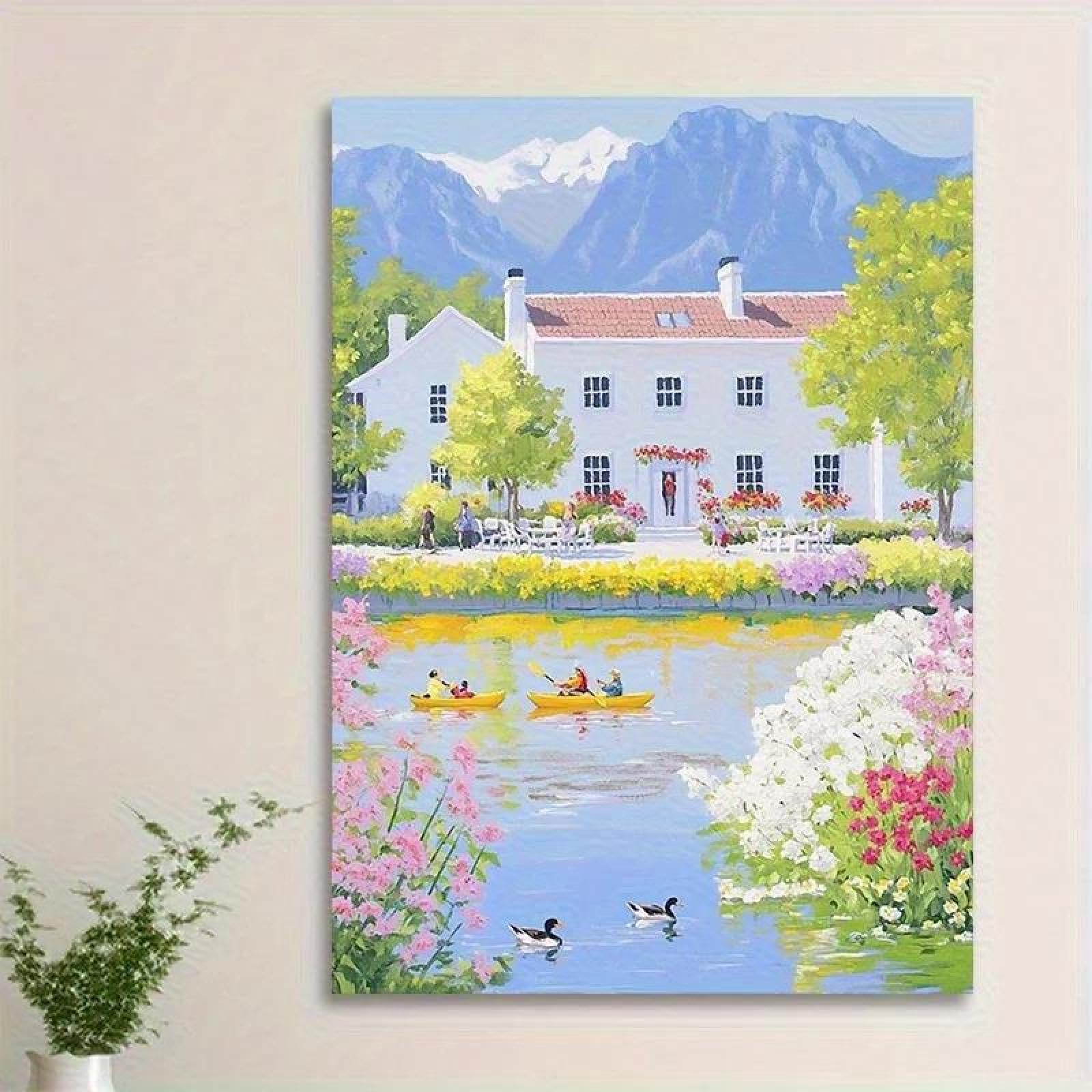 Yocheng Serene Lakeside Retreat Canvas Print Canvas Poster,Traditional,Wall Decor 30x40cm No Frame