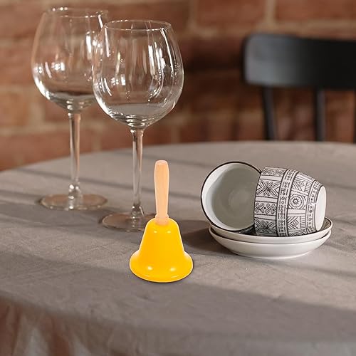 Miniatura 8 de MAGICLULU Campana de llamada de Navidad con mango de madera, campana de mano sólida para decoración de cena de Navidad, color amarillo
