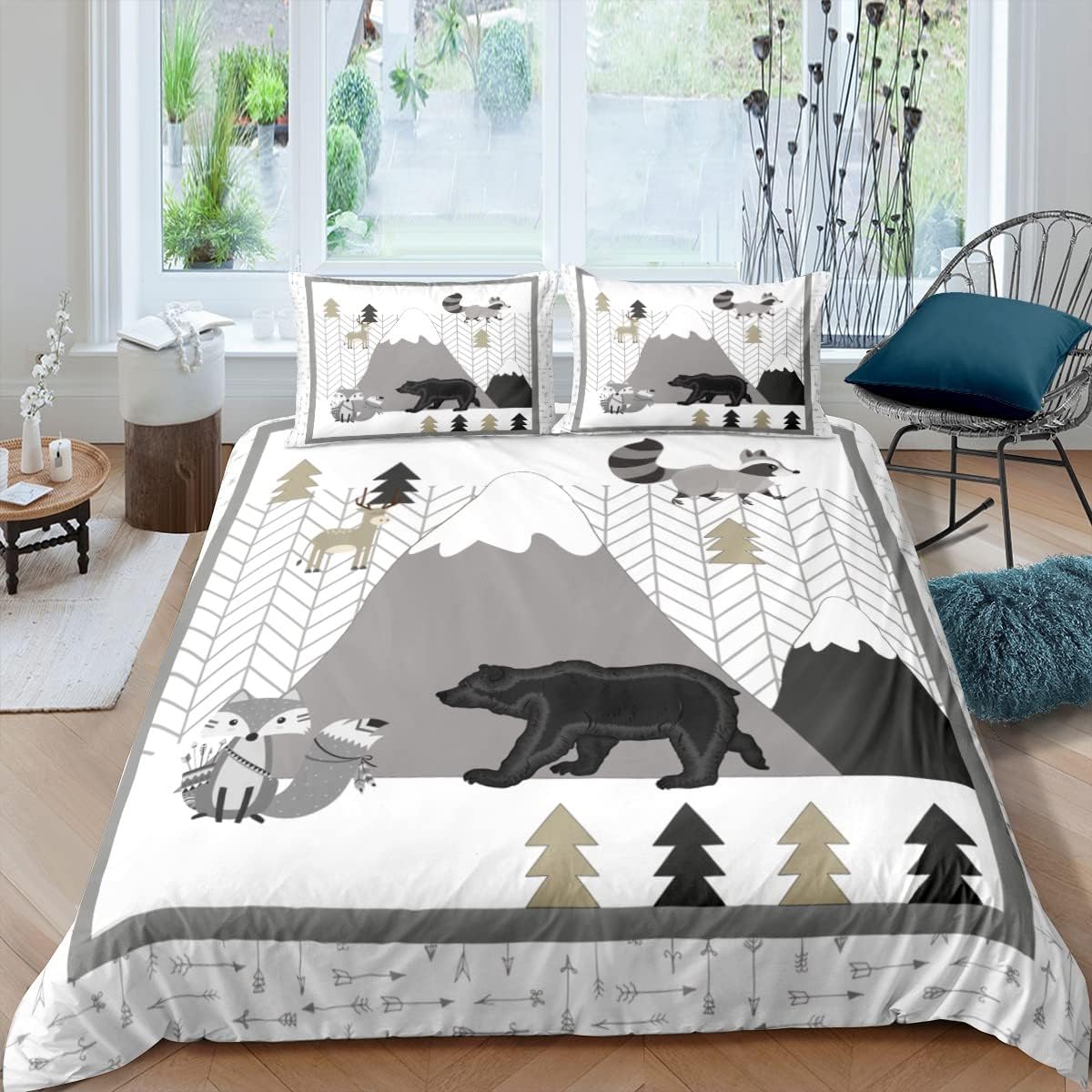 Castle Fairy Kawaii Animals Comforter Cover and Bed Sheets Queen Size for Kids