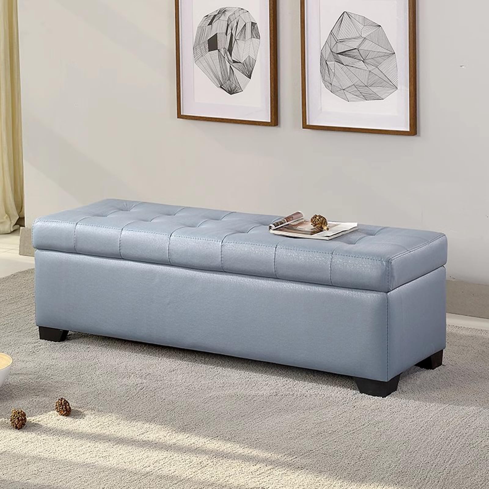 Banquette rembourrée haut de gamme avec coffre de rangement multifonction