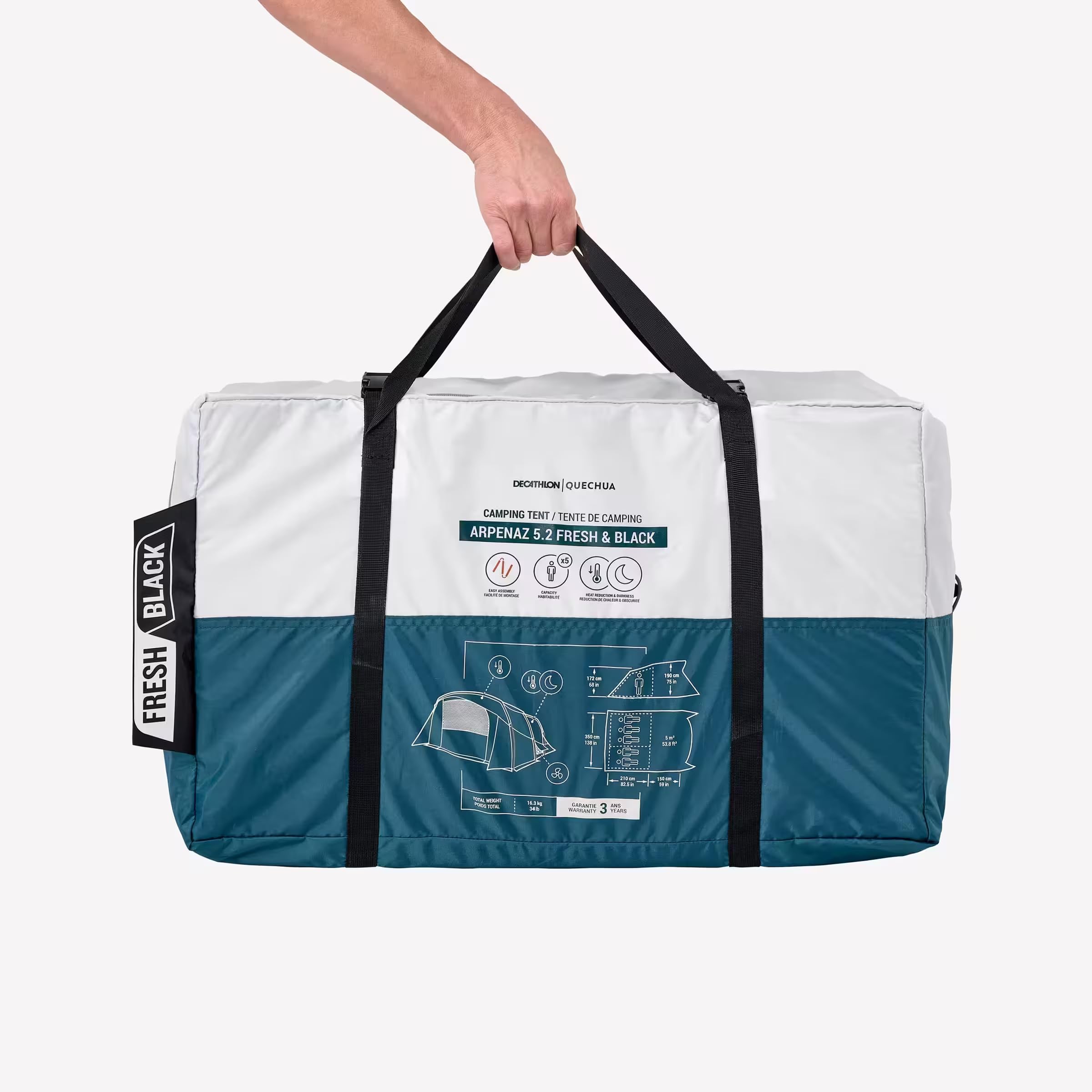 Quechua Tente à arceaux de Camping - Arpenaz 5.2 F&B - 5 Places - 2 Chambres