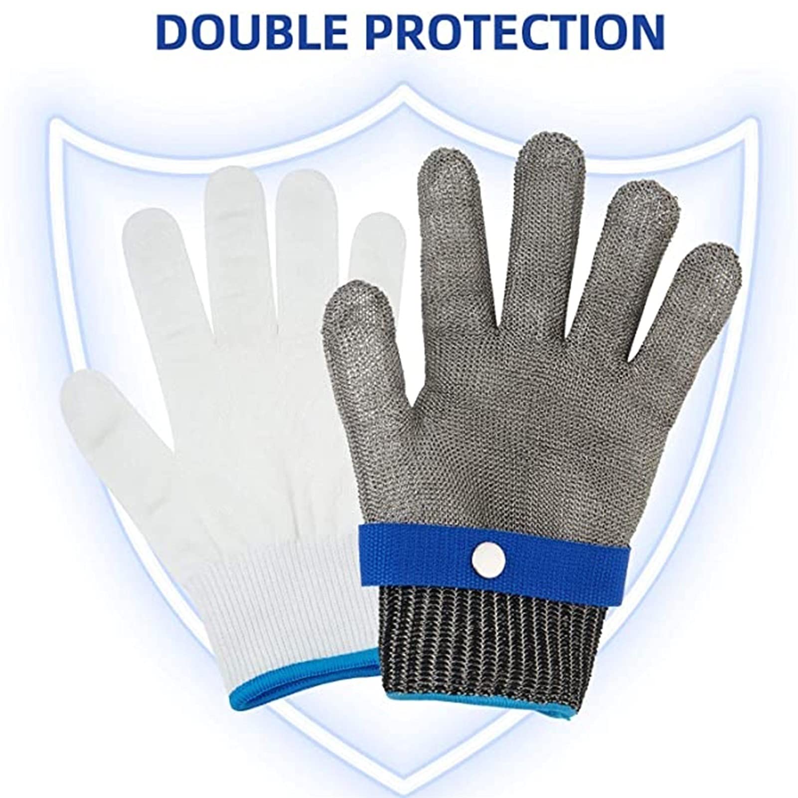 WXYZ Guantes metálicos de Acero Inoxidable Resistentes al Corte, Guantes de Trabajo de Seguridad de protección de Nivel 5, para Manos a la Izquierda y Derecha (Size : X-Large)