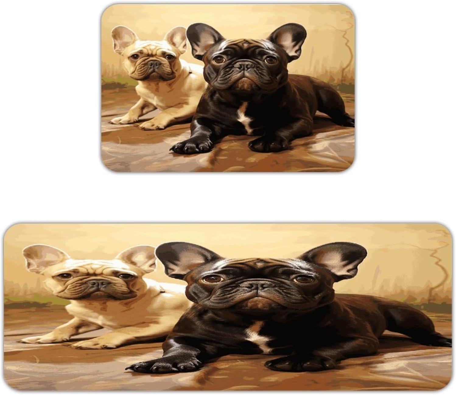 Cute French Bulldog Graphics Kitchen Mat Kitchen Rug Set | Kitchen Rugs Flannel Velvety Washable breathable Water Absorbent Soft ，kitchen utensils for Kitchen, Floor,Laundry