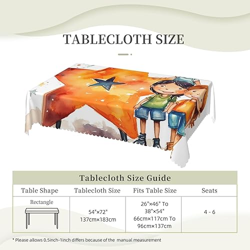 Miniatura 9 de KHiry Manteles rectangulares de 54 x 72 pulgadas, hojas rojas y estrellas, impermeable, resistente, mantel decorativo, sin arrugas, para picnic,
