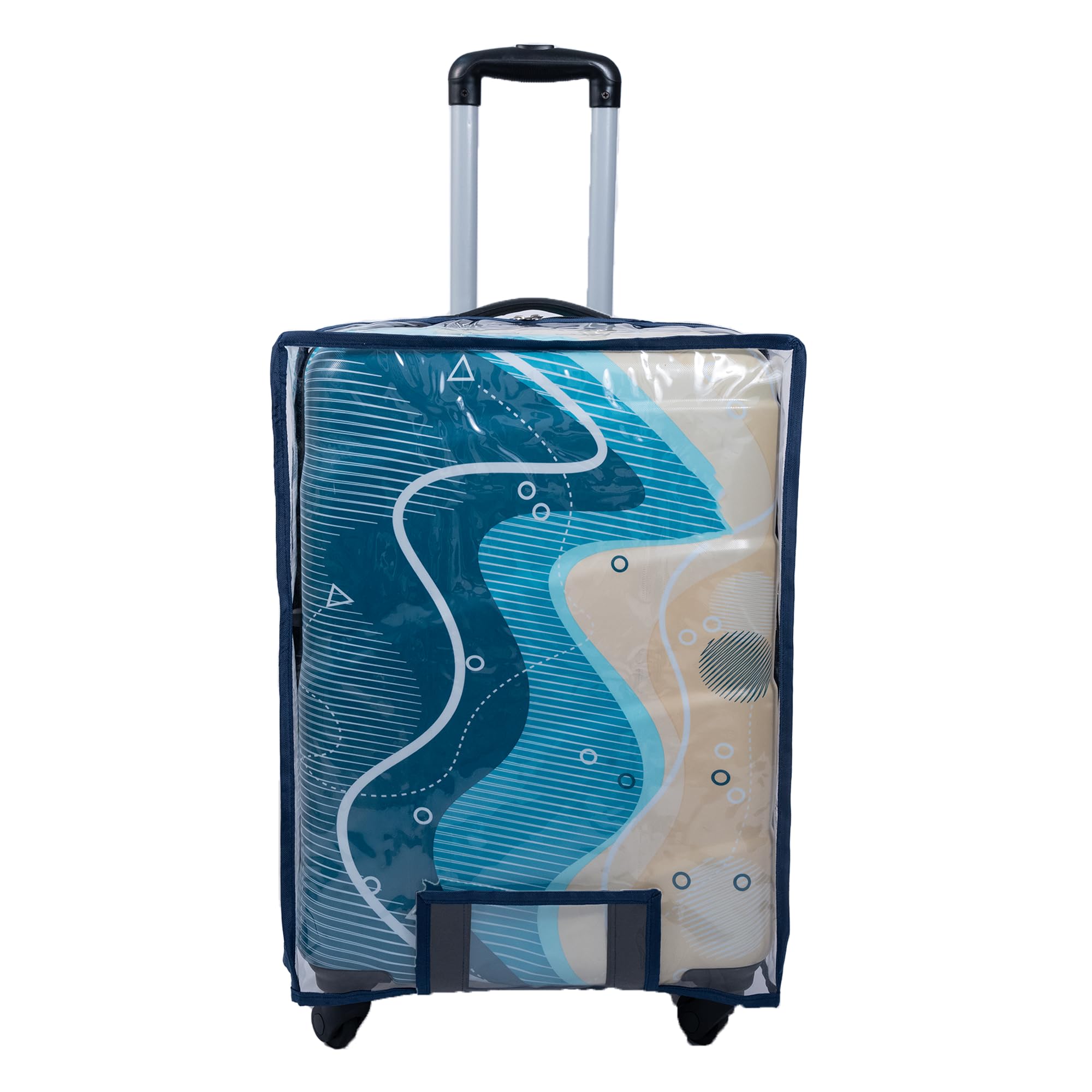 Transparent PVC Trolley Suitcase Cover, Waterproof Anti-Scratch Dustproof Protector with Zipper and Handle Openings for 28 Inch Trolley Bags (Navy Blue, Large)-image-39