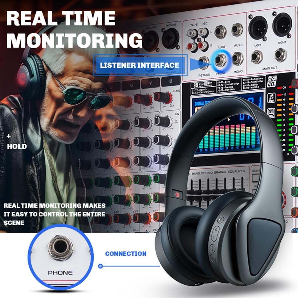 GF8PRO Professional 8-Channel DJ Console - With 7 Stage Equalizer, 99 Reverb Effects, LCD Color Screen, Independent Mute Function for DJ Stage Performance/Studio/Party Karaoke