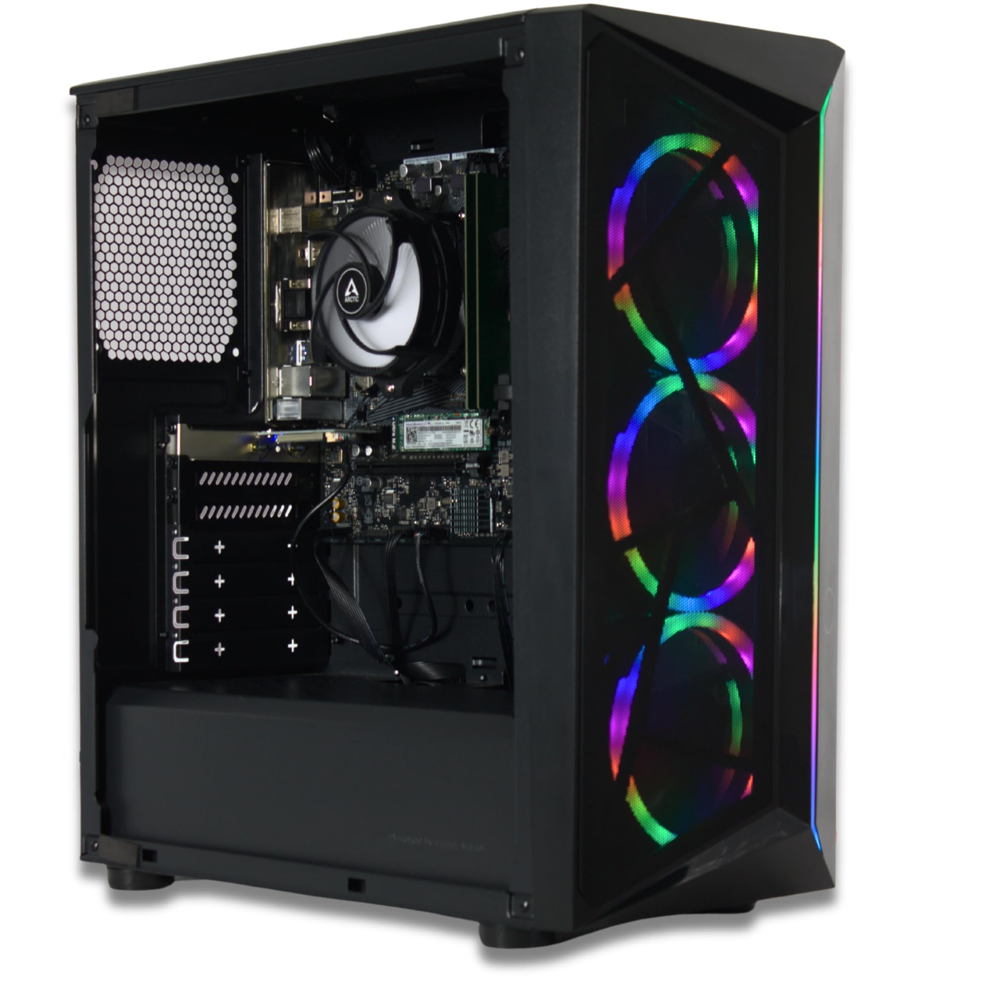 XUM CMP 510 Gaming PC AMD Ryzen 5 5500, RTX 5060 8GB, 32GB DDR4 RAM, 512GB NVMe SSD, 1TB HDD, 650W PSU 80+ Bronze, aRGB, WiFi 5, Windows 11 Home, Creator Gaming, Black Case — view 10