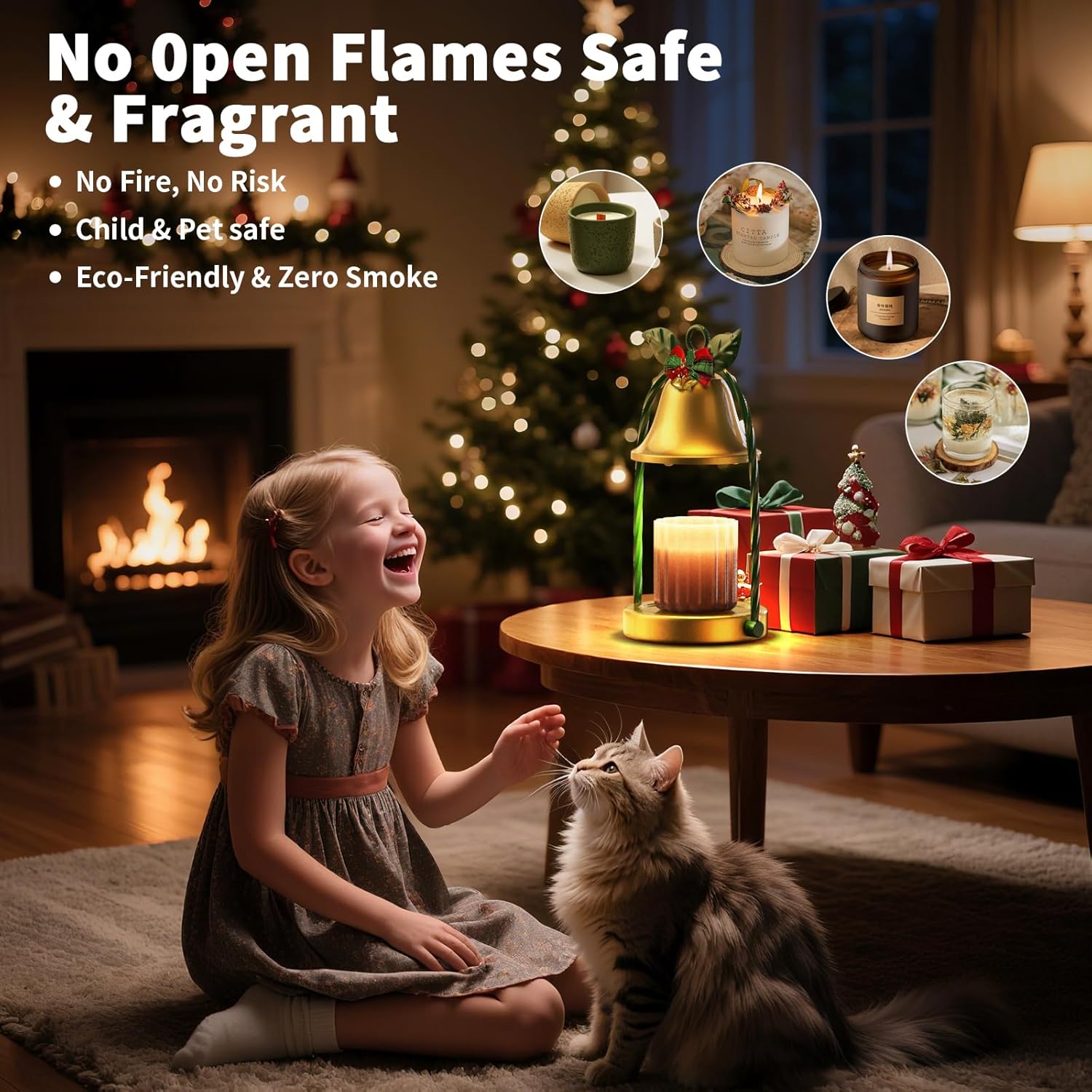 Candle Warmer Lamp with Timer & Dimmable 4-Level Brightness - Adjustable Height,for New Home Bedroom, Gifts for Women (Christmas)