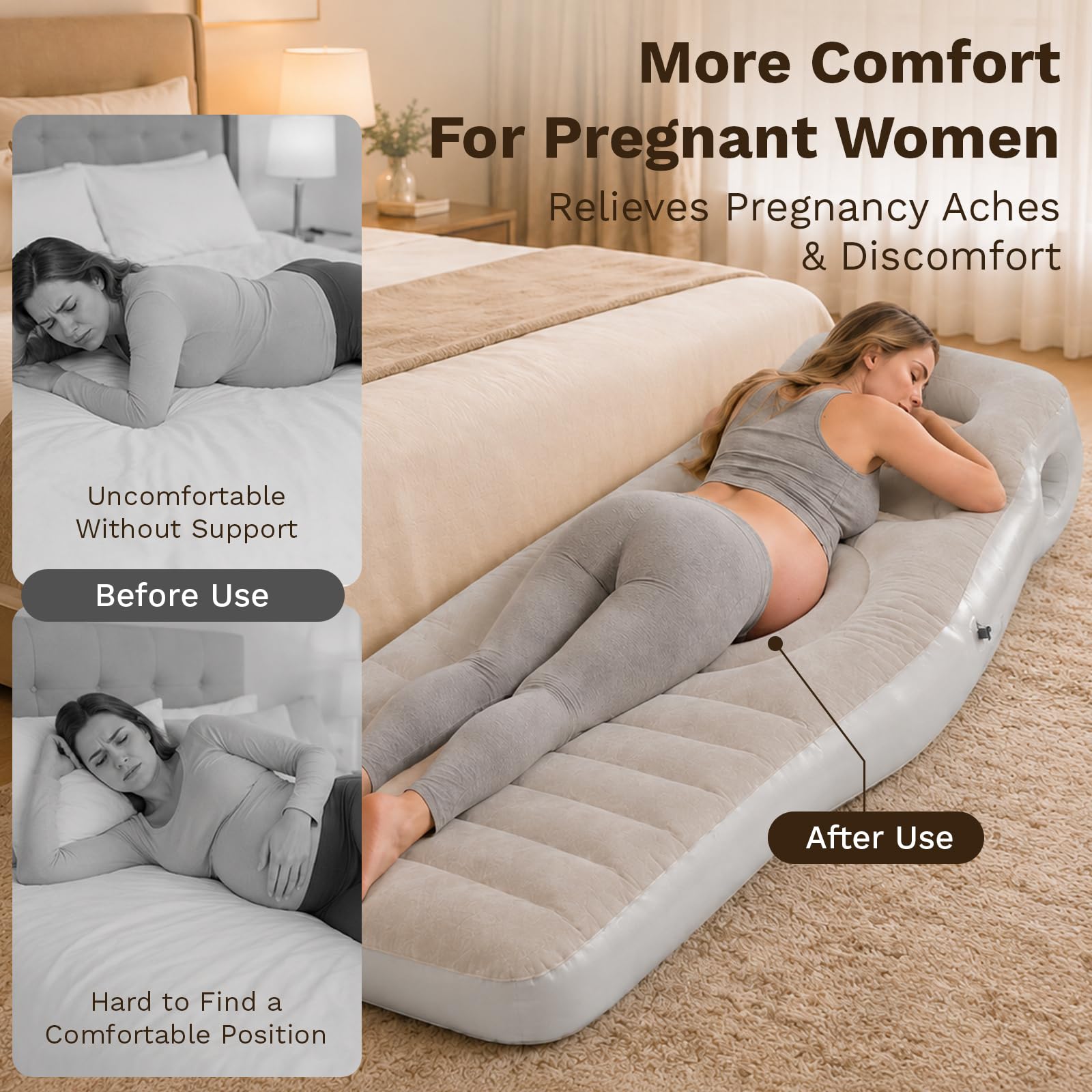 Almohada Inflable para Embarazo, Colchón Inflable de PVC Perforado