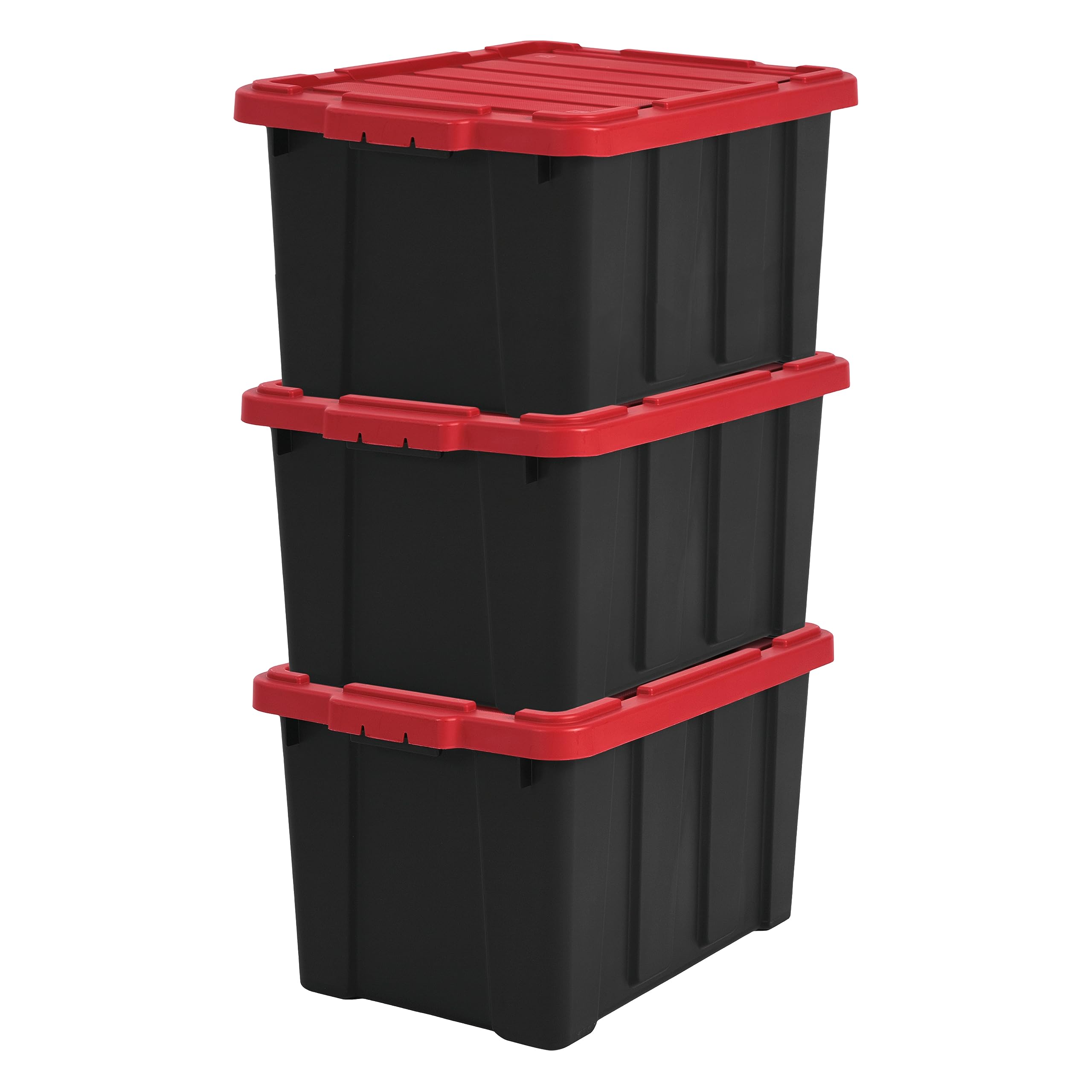 Iris Ohyama 3 Cajas de Organización de Alta Resistencia, 50L, Rojo, Grande, Duradero, Apilable, para Garaje, Estantes, Mudanza, Plástico, Utilidad, Herramientas, DDSKT-450