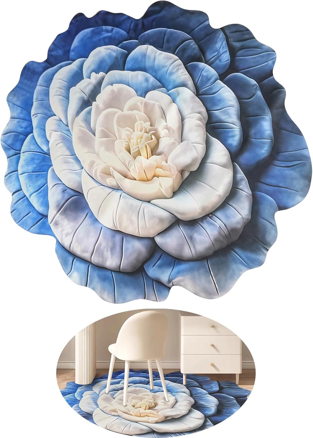 Flower Design Round Area Rugs,Absorbent Quick Dry Kitchen Rugs,Washable Decorative Irregular Bedroom Rug, Anti Slip Flower Rug,Purple,47x47 Inches,1 Piece