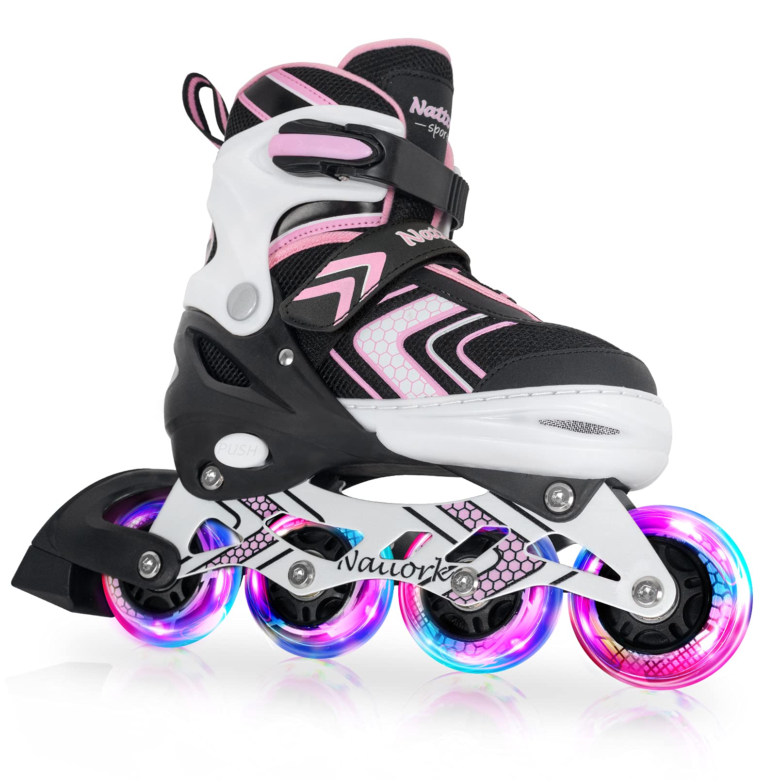 Nattork Inline Skates for Kids Girls Boys with Full Light Up Wheels,Adjustable Safe Durable Inline Skates,Outdoor Roller Skates for Girls Boys Youth Beginners