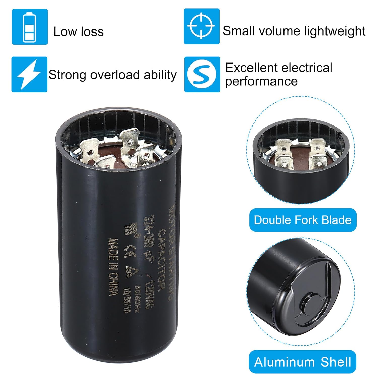 PATIKIL Motor Start Capacitor, 5 Pcs 324-389uF/Mfd 110-125V 50/60Hz CD60 Run Capacitor Motor Starting Capacitor for Electric Motor Starts Running
