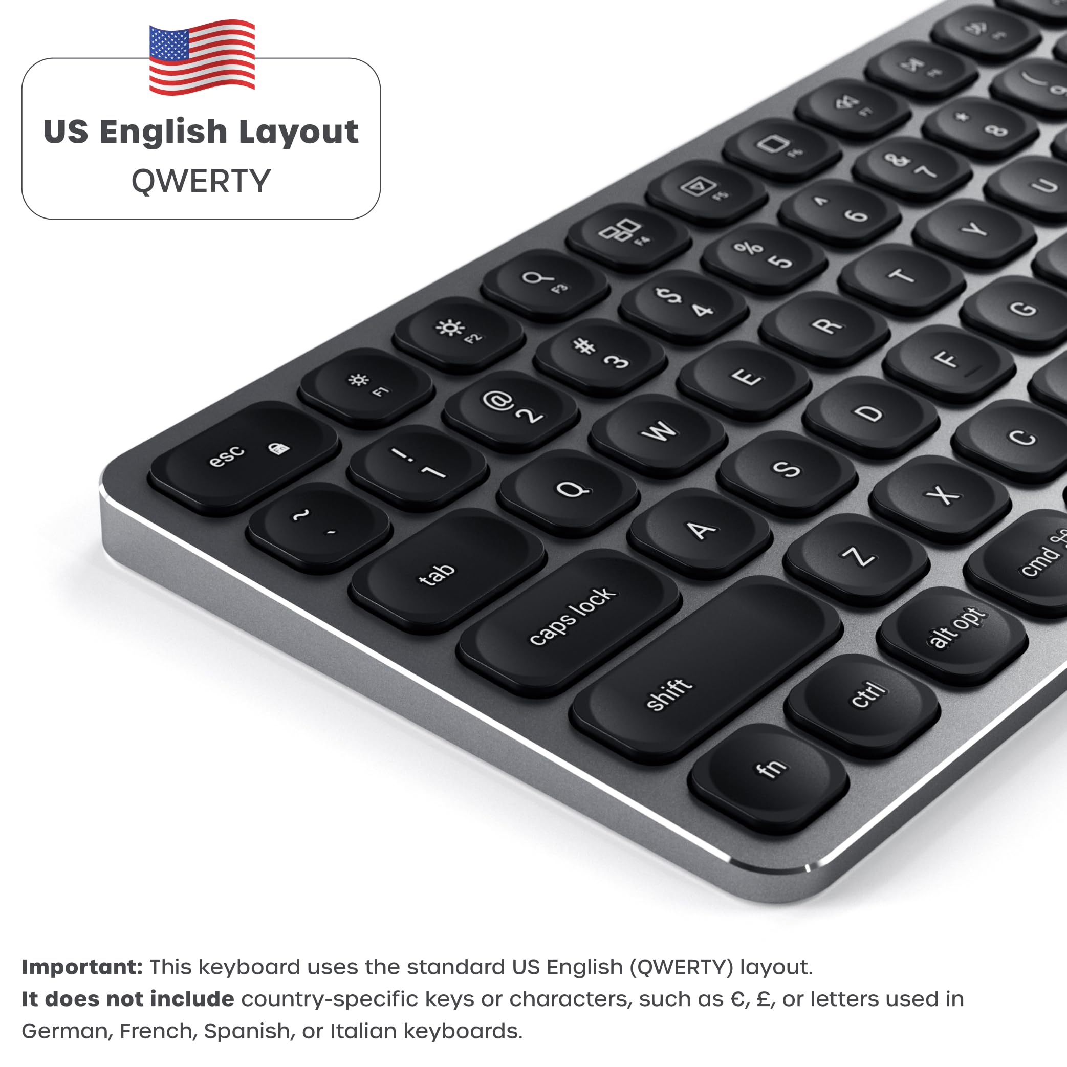 SATECHI Teclado con Cable USB con Keypad Numérico, QWERTY US, Gris | Distribución Americana, aluminio, tamaño completo con keypad numérico, para MacBook, portátiles Windows, PC y más