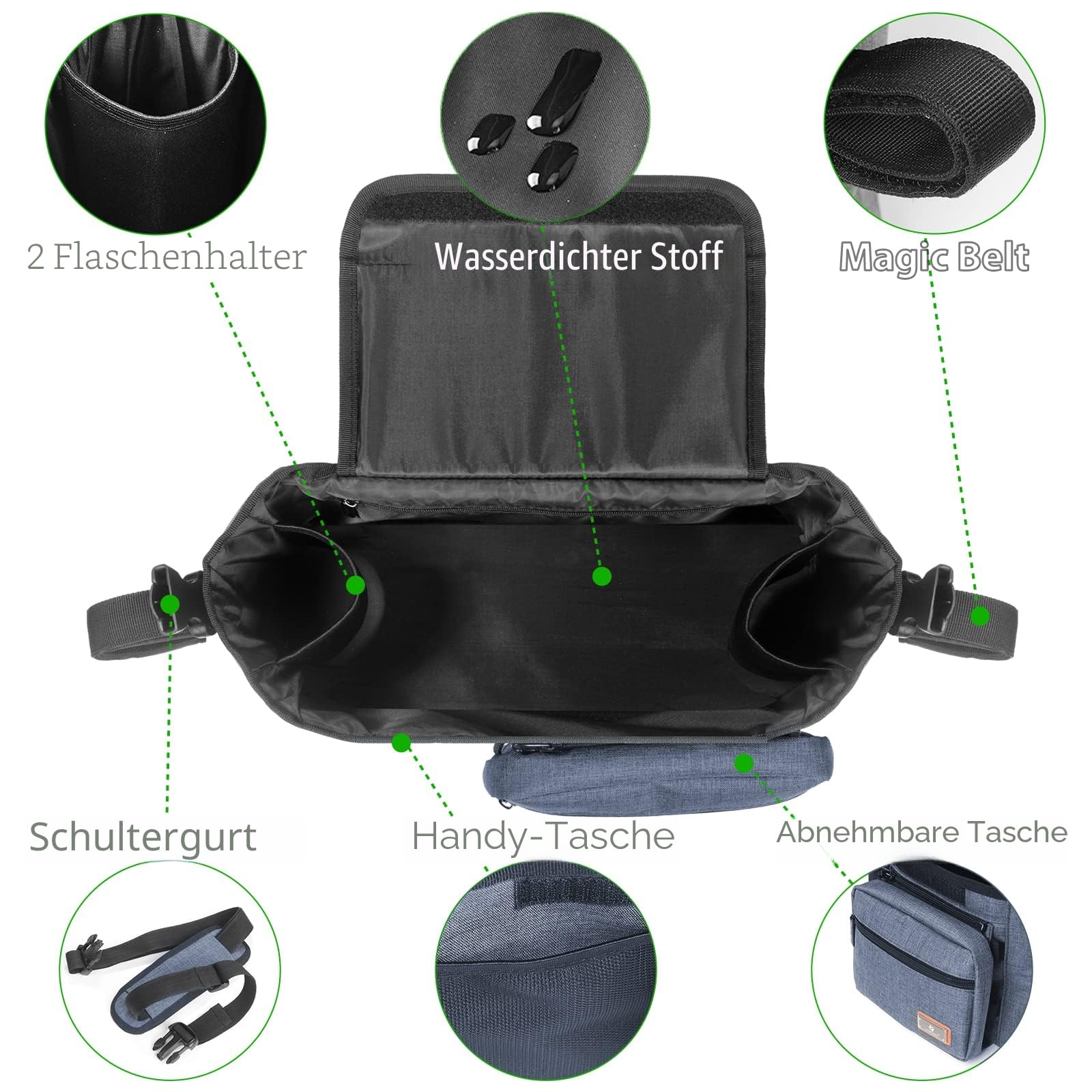 Neue Verbesserte Buggy Organizer Kinderwagen, Fasst 2 Getränkehalter für Babyartikel, Kann zur Aufbewahrung von Windeln und Spielzeug Verwendet Werden, Und Ist FüR Alle GeläNdewagenmodelle Geeignet