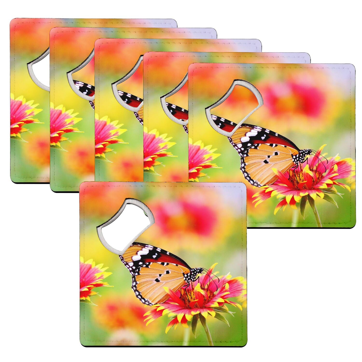 Décapsuleur sous-verre 2-en-1 papillon orange protège-table créatif