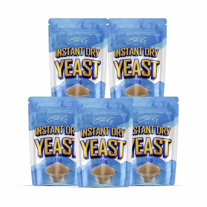 BAKE KING Instant Dry Yeast 10gm (5 Sachets of 10g Each) Instant Yeast for Pizza Base & Baking