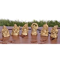 Pindia Set of 6pc Laughing Buddha Fengshui Golden Figurine