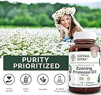 Vista 4 de Natural Nutra Suplemento de aceite de onagra de ácido graso, salud nerviosa, ayuda a reducir las imperfecciones de la piel, equilibrar