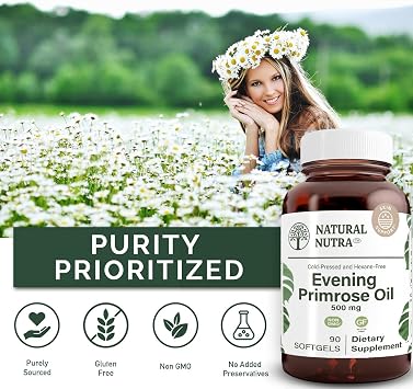 مكمل زيت زهرة الربيع المسائية من Nutty Acid ، Nerve Health ، يساعد على تقليل البلمنك ، توازن إفرازات الجسم ، تعزيز صحة القلب ، وضوح الجلد ، 500 مجم ، 90 كبسولة هلامية