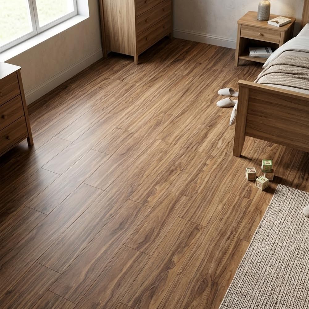 LITA Peel and Stick Floor Tile Vinyl Wood Plank 36-Pack 54 Sq.Ft, Brown Stone, Rigid Surface Hard Core Easy DIY Self-Adhesive Flooring (Wood, 36 Pack)