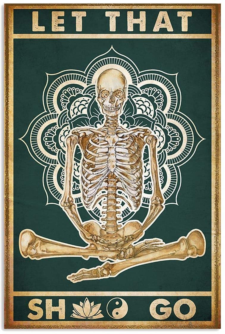 HOUVSSEN Yoga Because Murder is Wrong Poster, Black Girls Yoga Poster Wall Art Decor Home Decor Metal Tin Sign 12x16inch