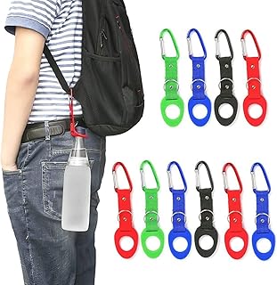 Portable Silicone Water Bottle Buckle, 10PCS Bottle Convenient Carrying Clip Hook Holder with D-Ring Hook for Camping Hiki...