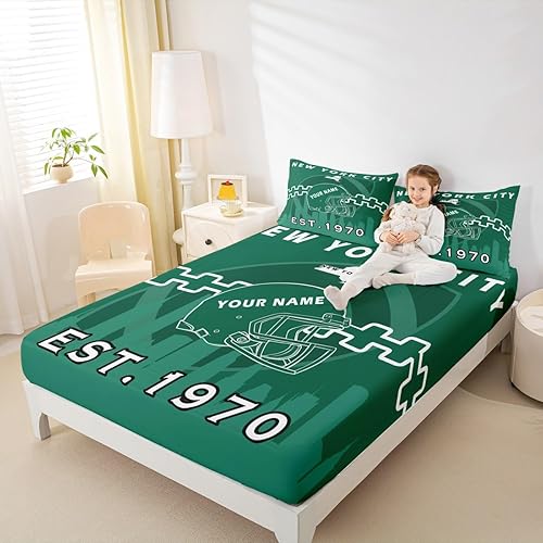 Miniatura 9 de Erosebridal Sábana bajera ajustable personalizada para niños, para fanáticos del fútbol deportivo, juego de cama del equipo de fútbol, juego de ropa