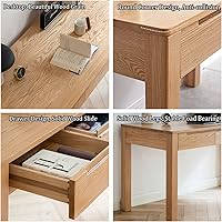 Vista 5 de Escritorio de oficina moderno escritorio de madera maciza con cajón para oficina en casa, longitud de la mesa 31.5-63.0 in, fácil de montar