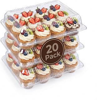 Bake Choice 20 Sets x 12 Count Cupcake Containers with Detachable Lid