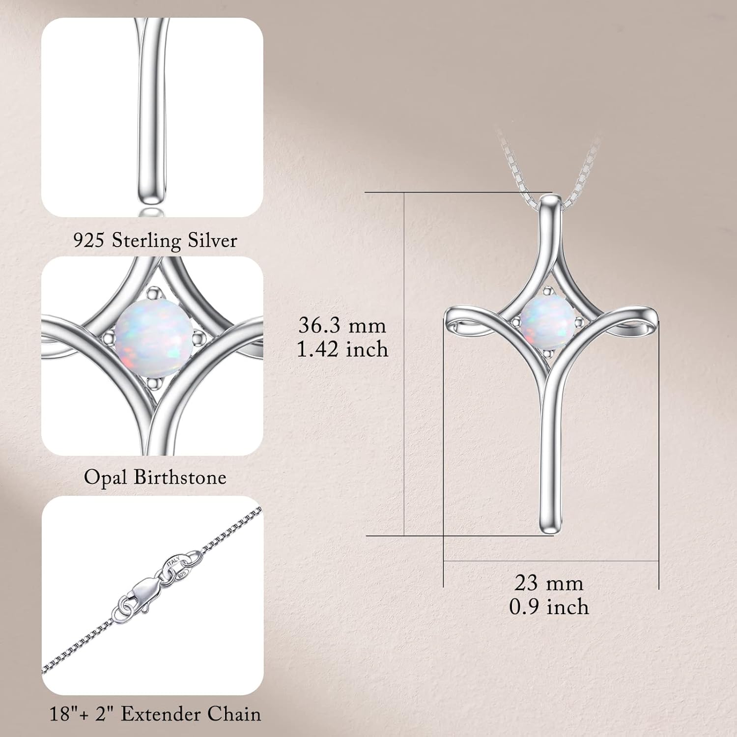 TOUPOP Cross Necklace for Women 925 Sterling Silver Birthstone Cross Pendant Fine Jewelry Valentines Day Birthday Gifts for Her Mom Wife Girlfriend - Image 6