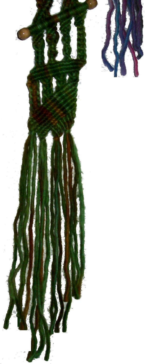 Asymmetry In Motion - Hand Knotted, Beaded Multi-Color Yarn Macrame Wall Art Hanging 8 1/2 X 40 inches