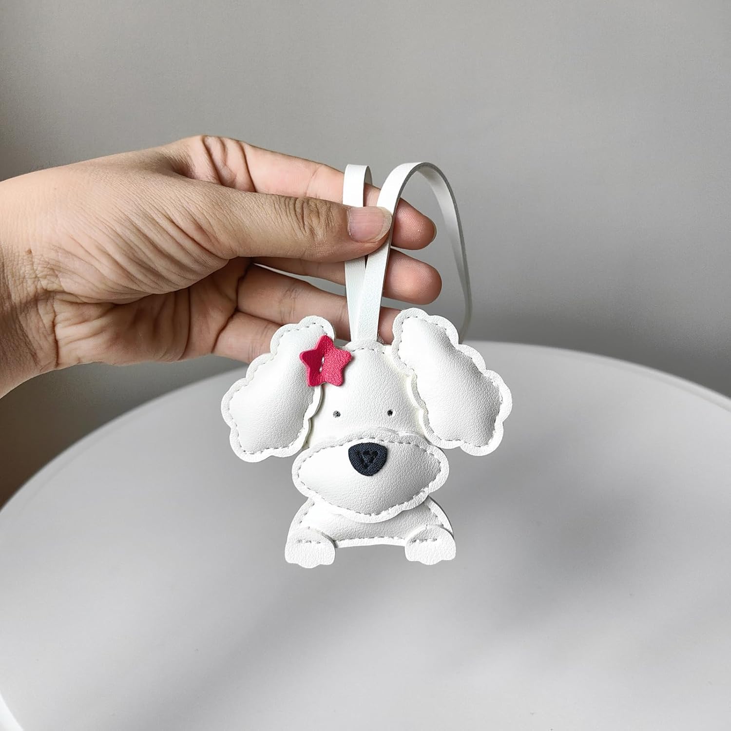 Leather Poodle Dog Bag Charms Cute Keychains DIY Craft Kit(no glue) - Image 2